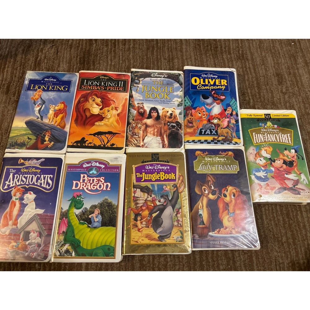 Lot of Walt Disney VHS Tapes Classic Animated Movies Lion King‎ Jungle Book